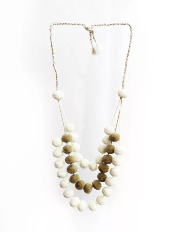 Triple Pom Pom Necklace. Mixt Copot