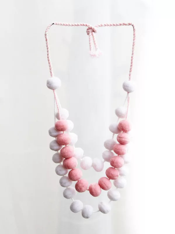 Triple Pom Pom Necklace. Mixt Copot