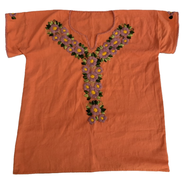 Orange Hand-Embroidered Blouse