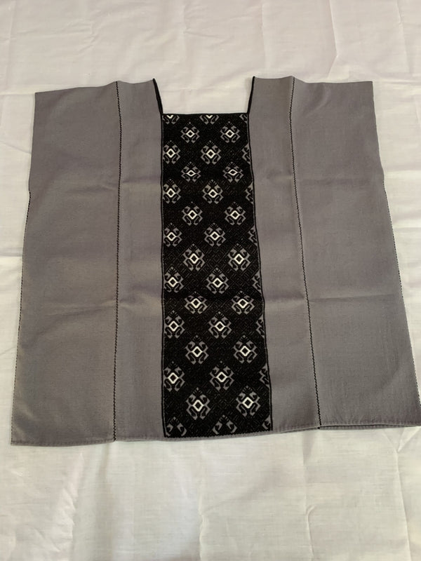 Gray Blouse with Brocade