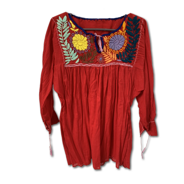 Red Hand Embroidered Blouse