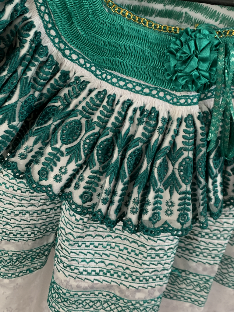 Green Jacquard Silk Blouse