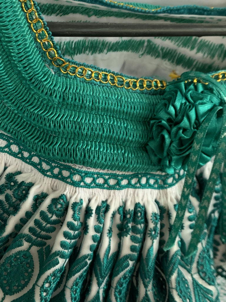 Green Jacquard Silk Blouse