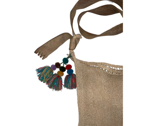Jute Bag with Leather Strap