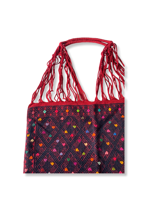 Mesh Tote Bag with Brocade Designs