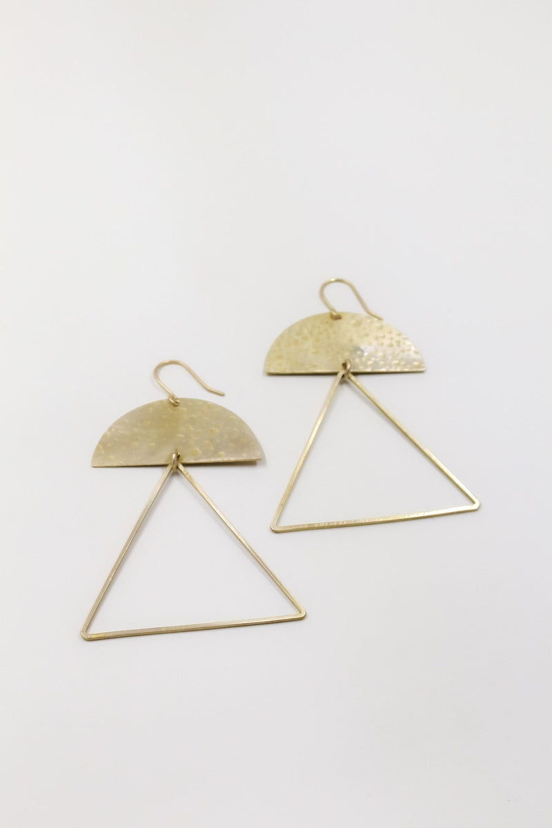 Hammered Open Triangle Statement Earrings