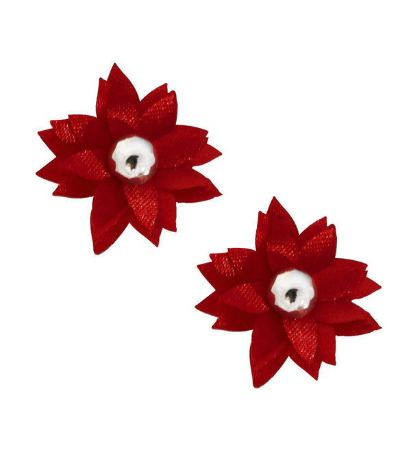 Studio Boutique.- Red Flower Bouquet Dahlia Earrings in Sterling Silver