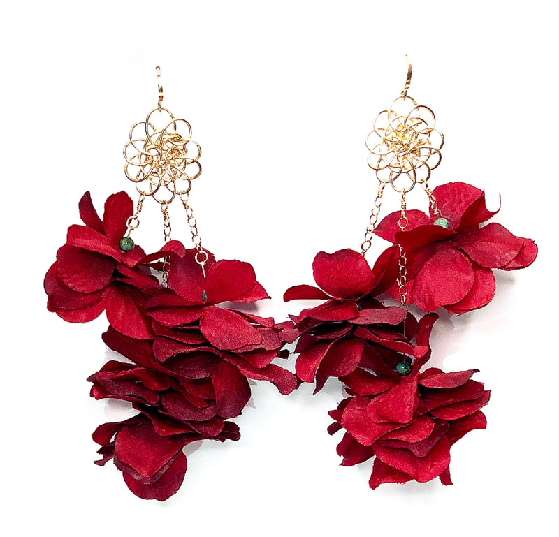 Handmade Designer Peri Red Multi-Floral Earrings