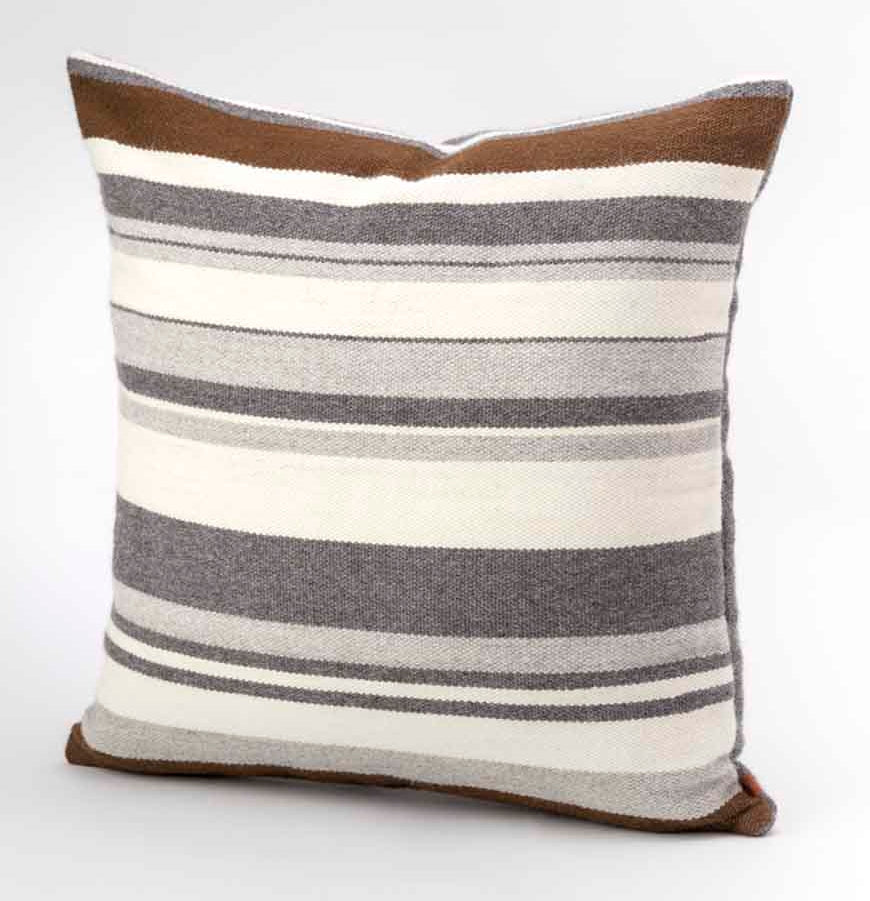 Alpaca Brown Pillow Cover in Ivory, Brown and Gray