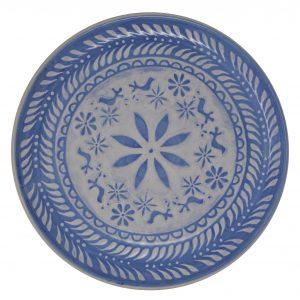 Hand Painted Stoneware Blue Coco Dinner Plate