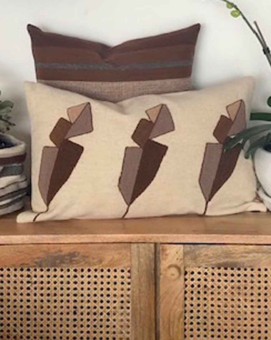 Wool Feather Pillow Case in Ivory, Brown, Beige and Flesh