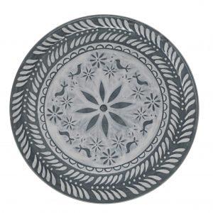 Hand Painted Stoneware Gray Coco Dinner Plate