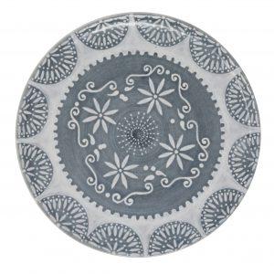 Hand Painted Stoneware Gray Coco Salad Plate