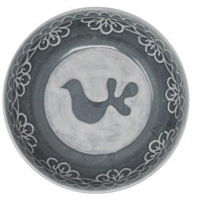 Hand Painted Stoneware Gray Coco Soup Bowl
