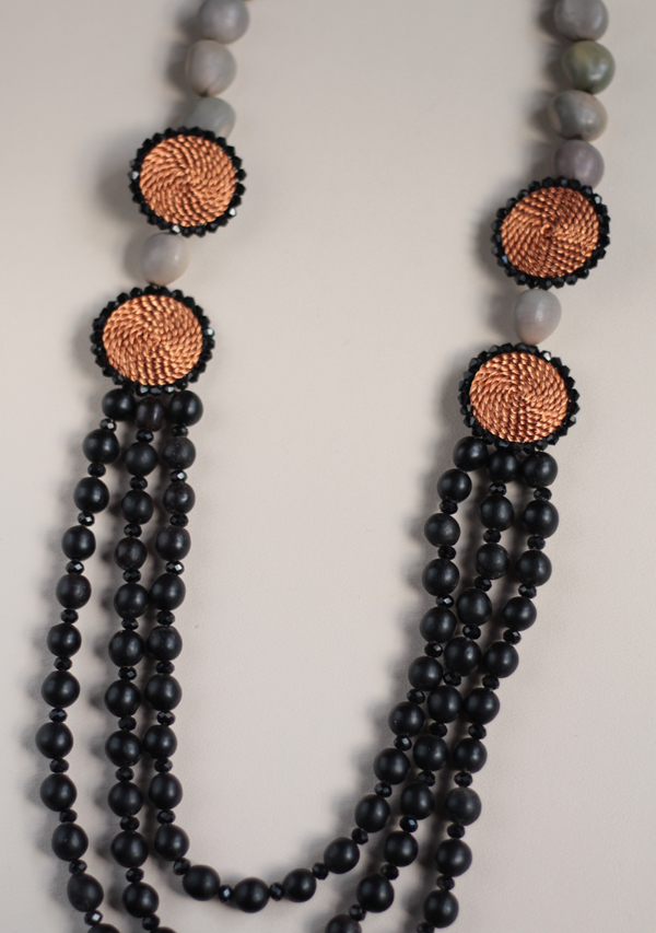 Handmade Double Black Circles Necklace