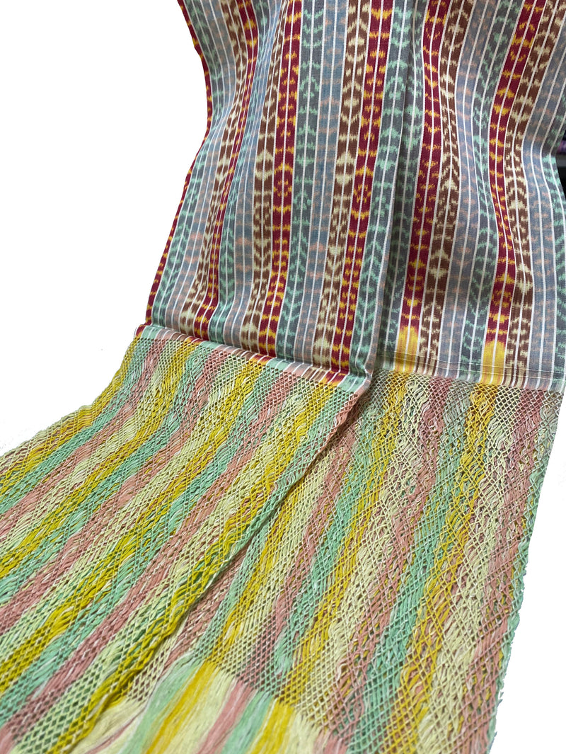 Traditional Tenancingo Rebozo Hand Woven In Loom in Egyptian Cotton Shawl - Multicolor