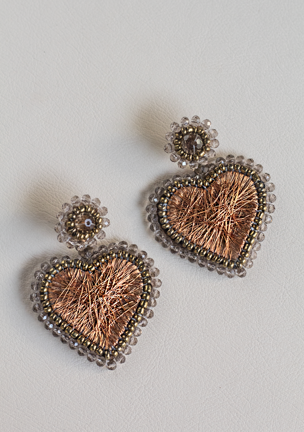 Handmade Small Copper Heart Earrings