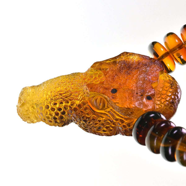 Crocodile Hand Carved Amber Necklace