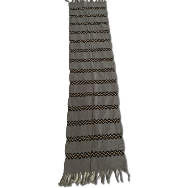 Grey Table Runner with Beige Motifs