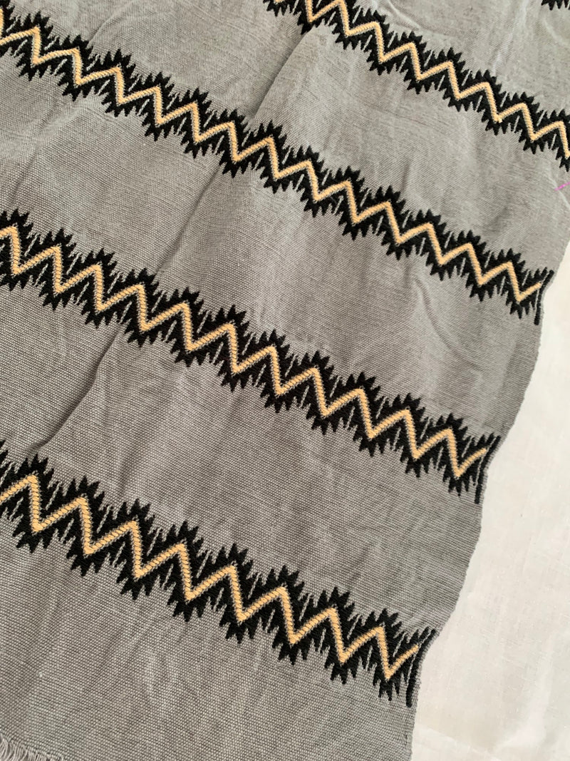Grey Table Runner with Beige Motifs