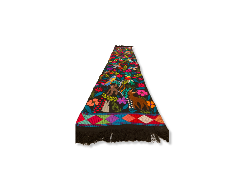Table Runner with Embroidered Animal Designs