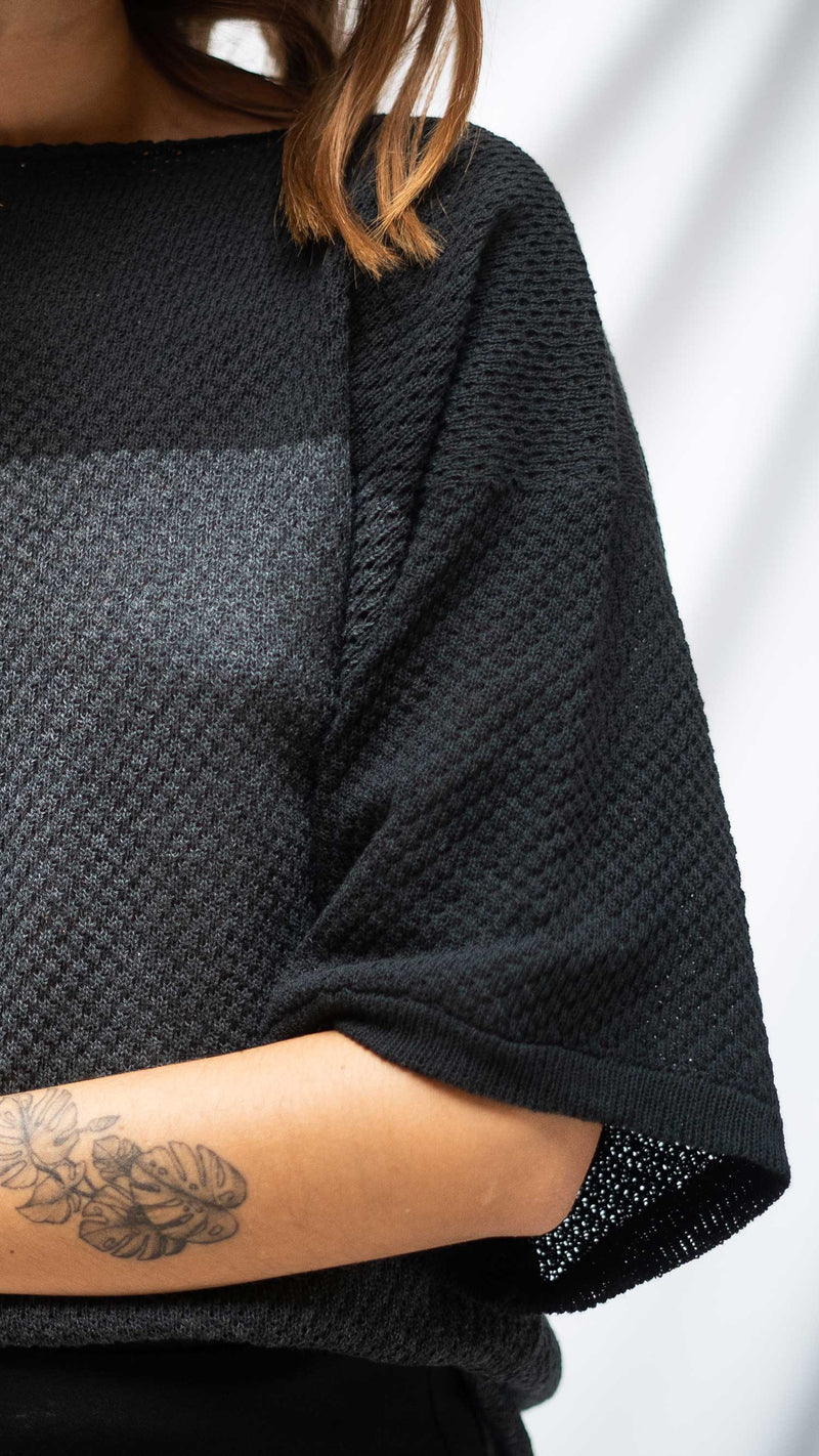 Block Woven T-shirt - Dark Gray and Black