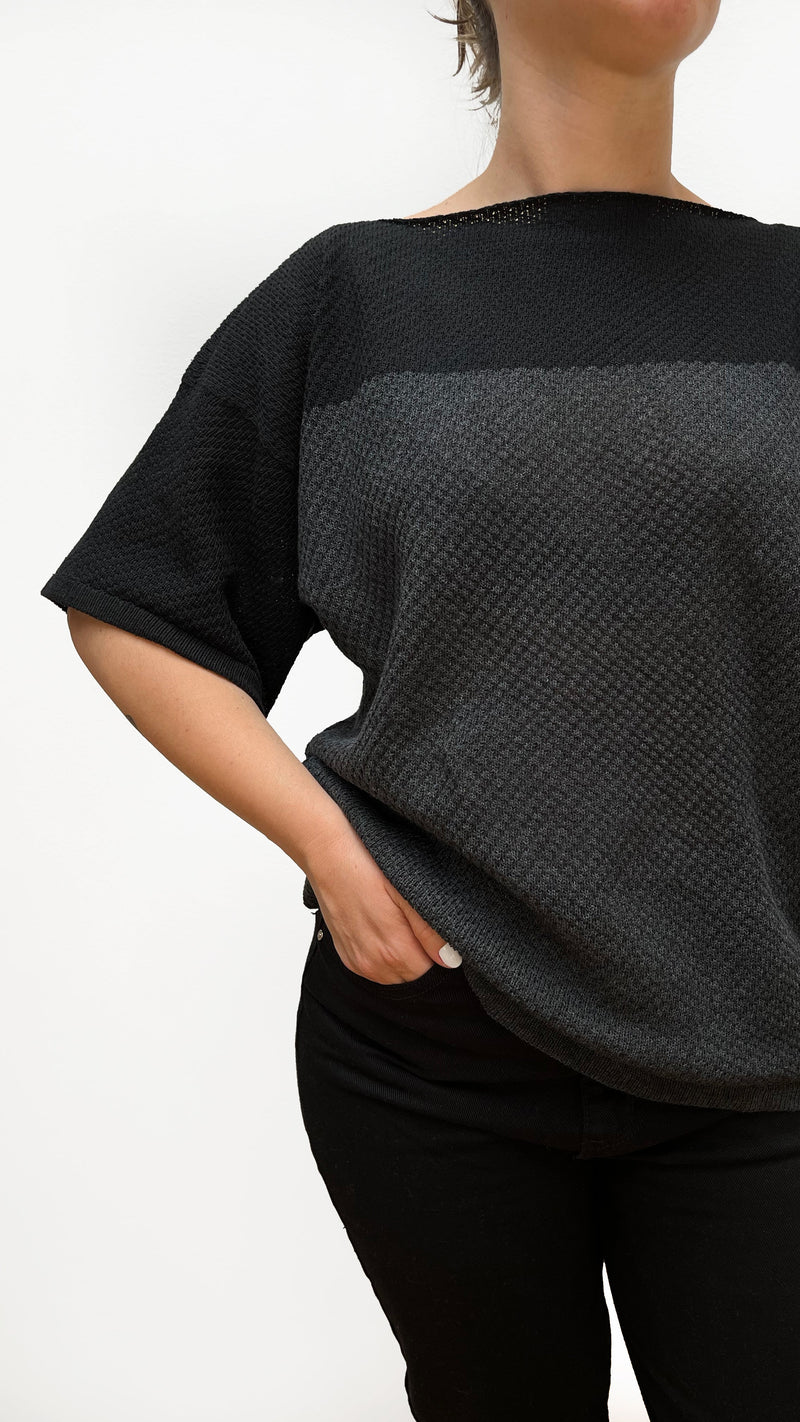 Block Woven T-shirt - Dark Gray and Black