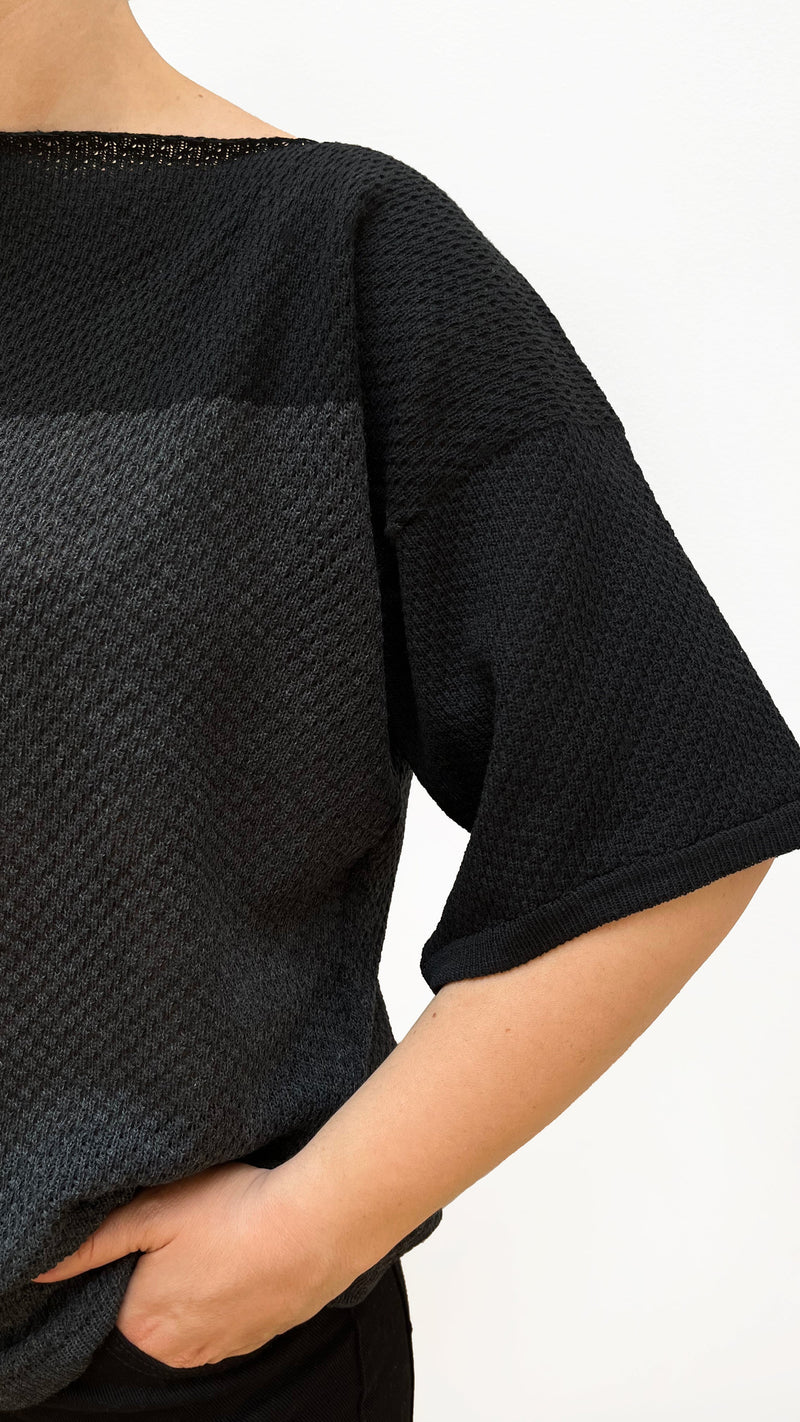 Block Woven T-shirt - Dark Gray and Black