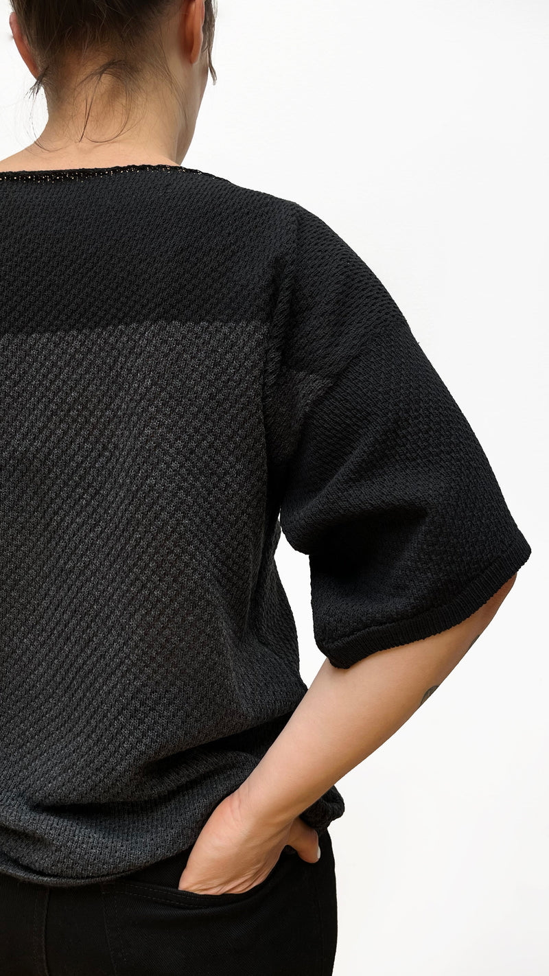 Block Woven T-shirt - Dark Gray and Black