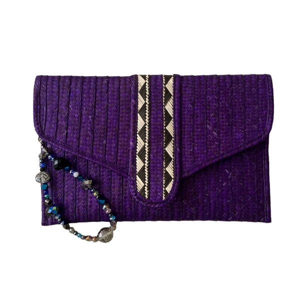 Handmade Purple Envelope Wallet with Stone Bracelet