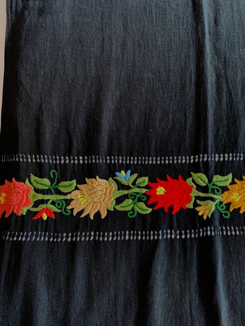 Frayed Scarf With Hand-Embroidered Daisies