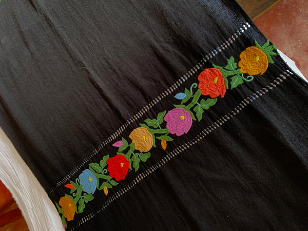 Scarf With Embroidered Round Flowers