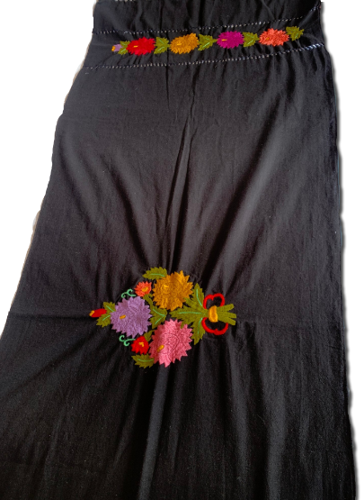 Scarf With Embroidered Bouquet Of Flowers