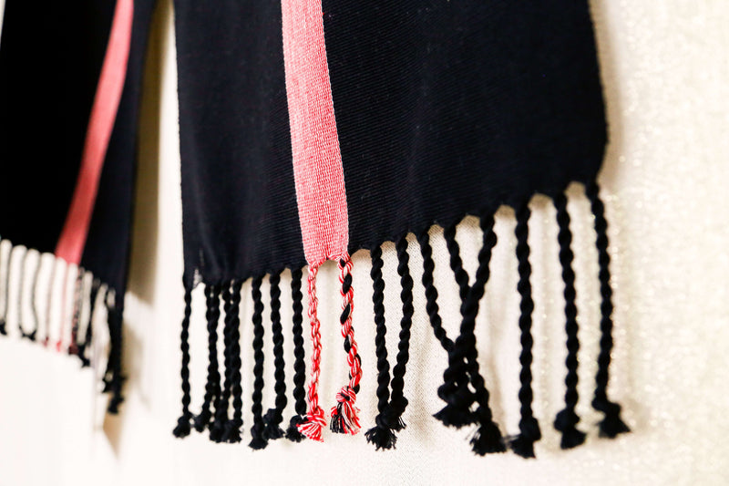 Black & Red Scarf Hand-Woven in Loom