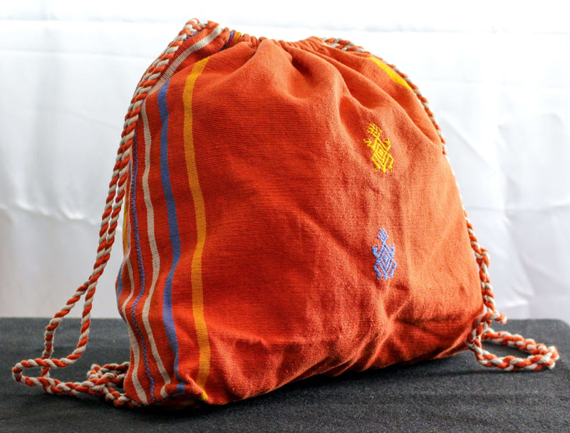 Orange, Blue & Mustard Bag Hand-Woven in Loom