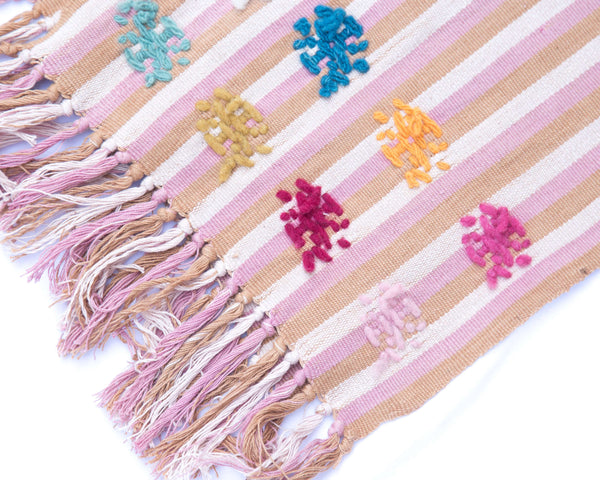 Brown, Golden, Beige & Pink Scarf Hand-Woven in Loom