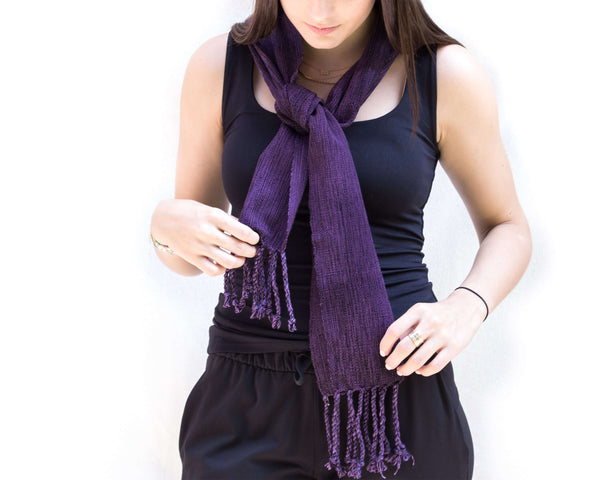 Purple Scarf Hand-Woven in Loom