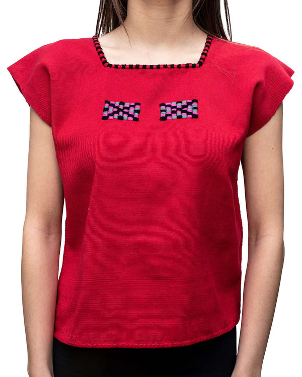 Red Blouse Hand-Woven in Loom