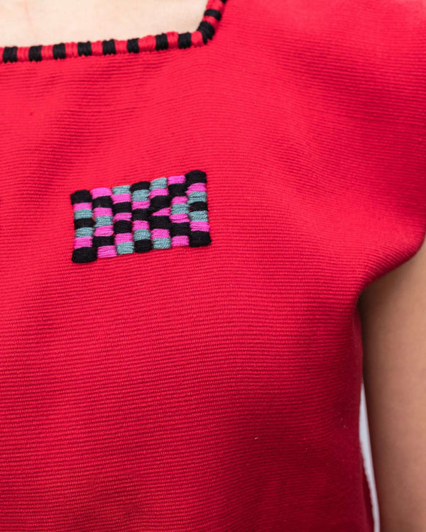 Red Blouse Hand-Woven in Loom