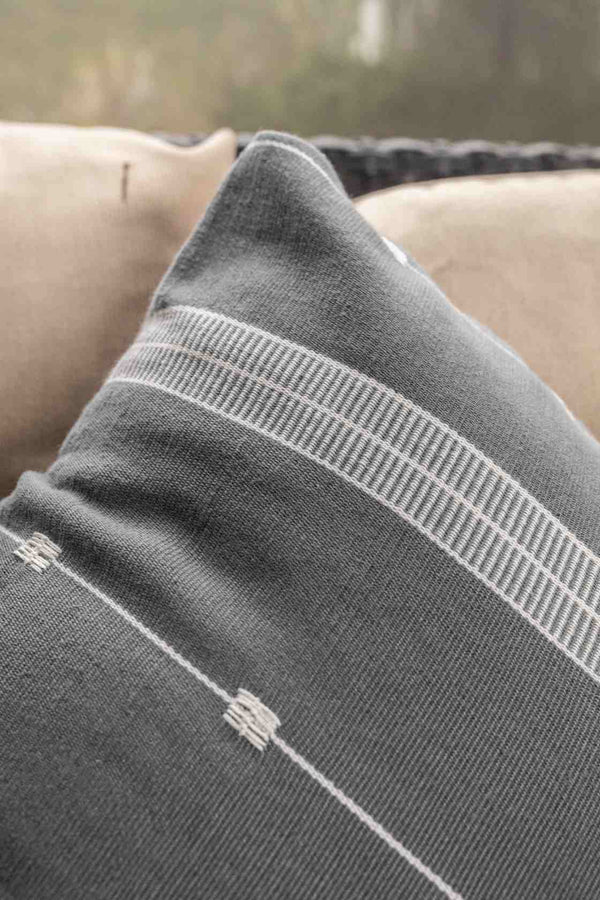 White & Grey Pillow Hand-Woven in Loom