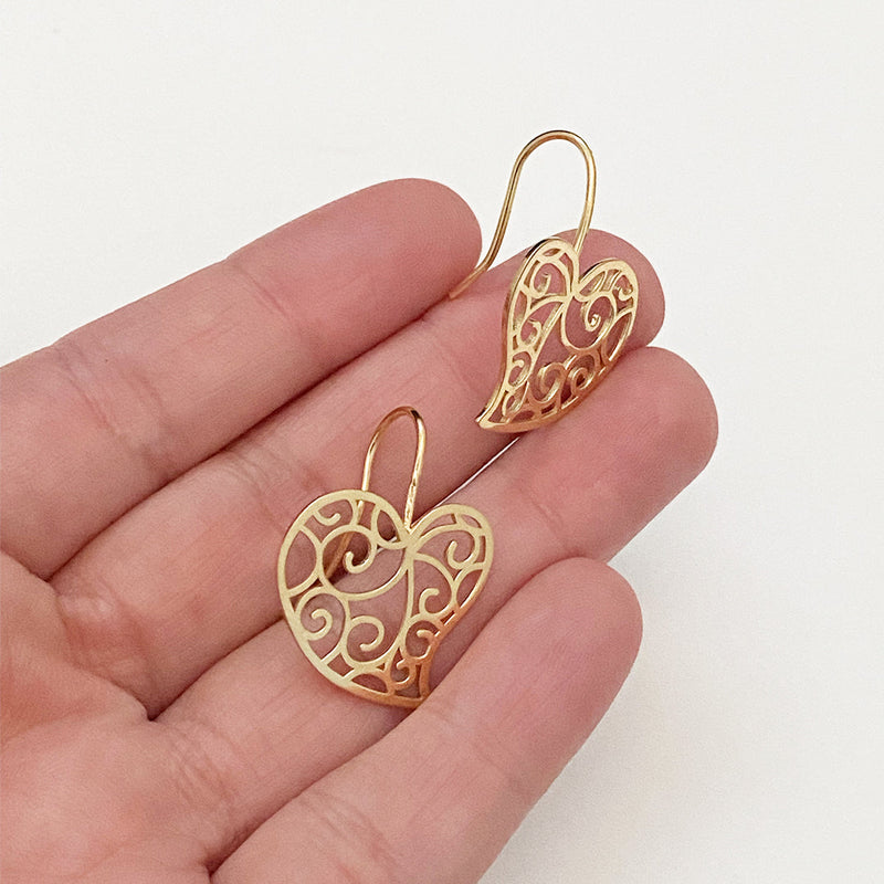 Gold Fortitude Heart Earrings