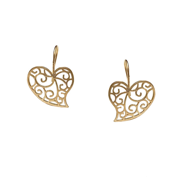 Gold Fortitude Heart Earrings