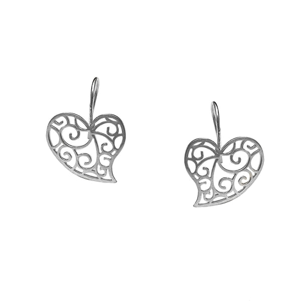 Silver Fortitude Heart Earrings