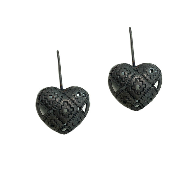 Silver Chenteño Heart Earrings
