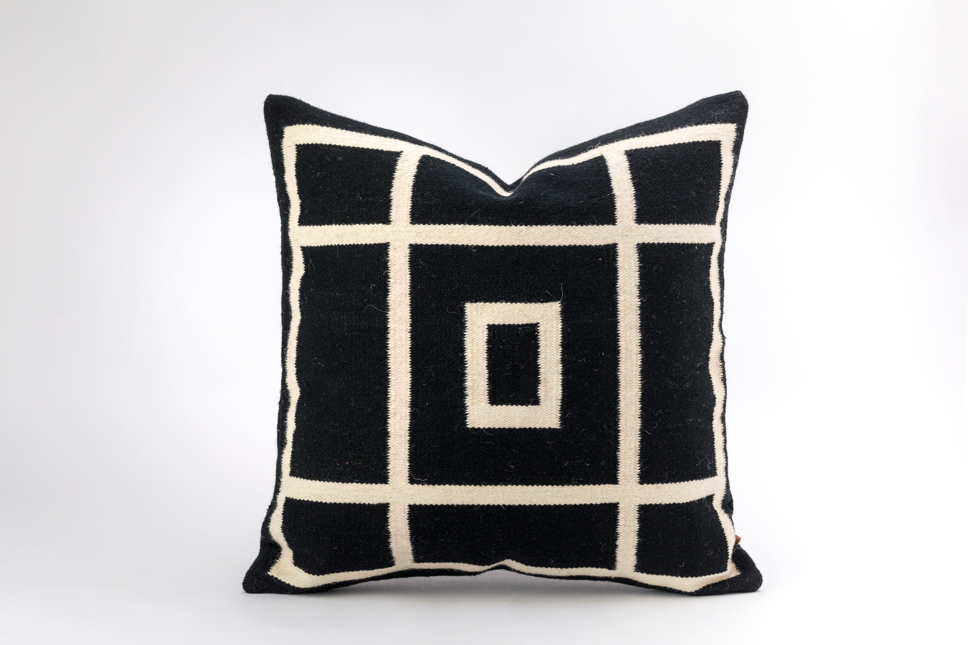 Wool Snow Pillow Cover in Ivory and Black