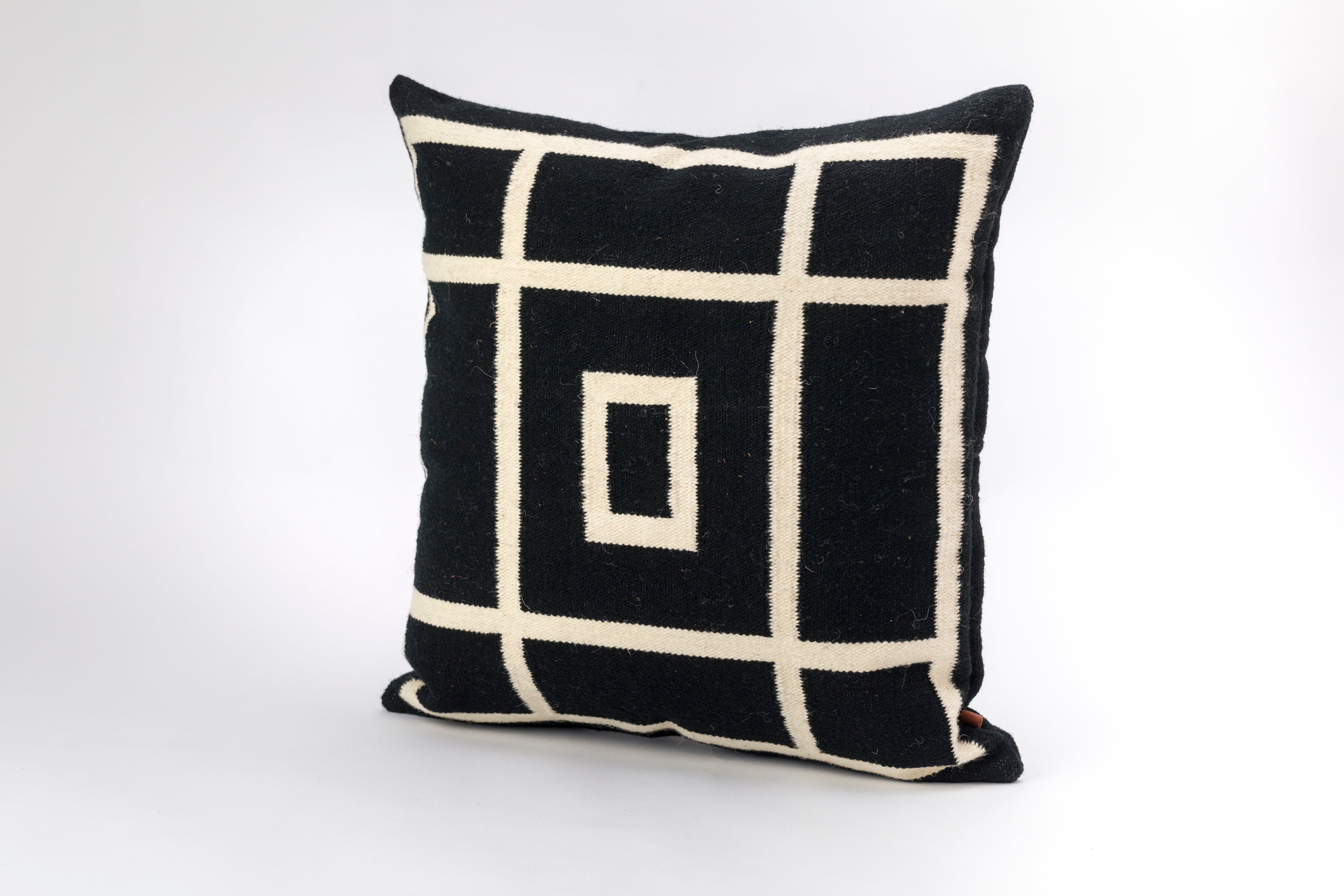 Wool Snow Pillow Cover in Ivory and Black