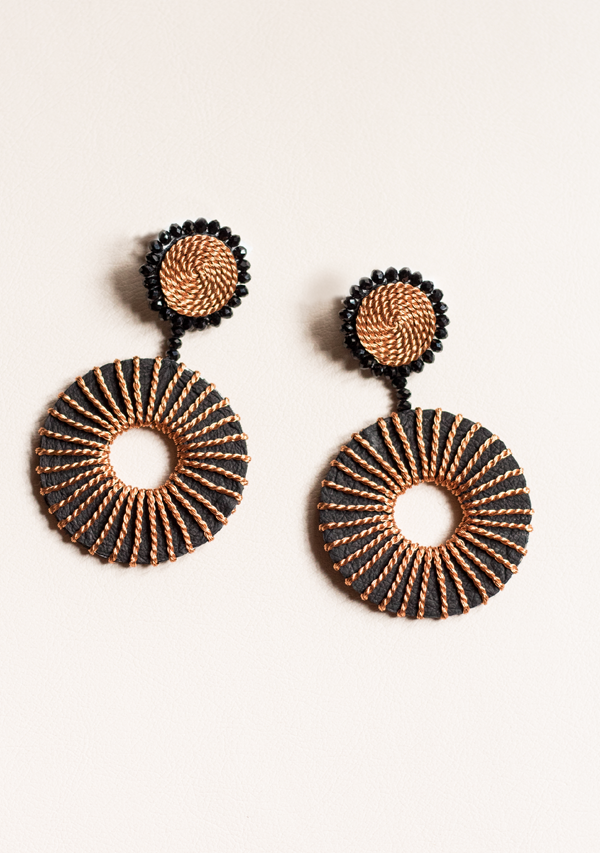 Handmade Black Double Circle Earrings