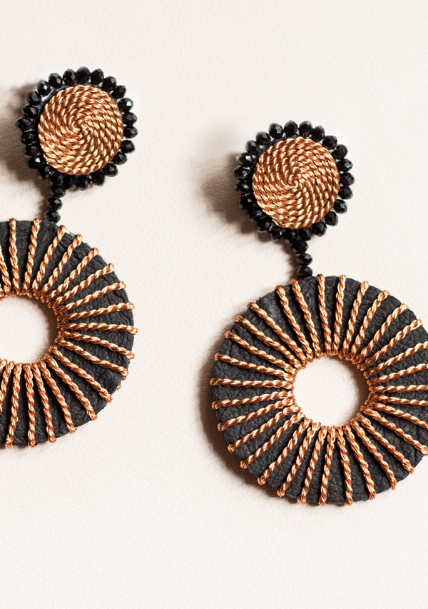 Handmade Black Double Circle Earrings