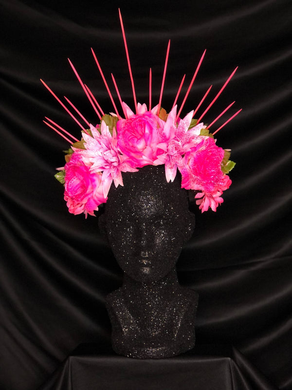 Traditional Catrina Headband with Flowers and Heart