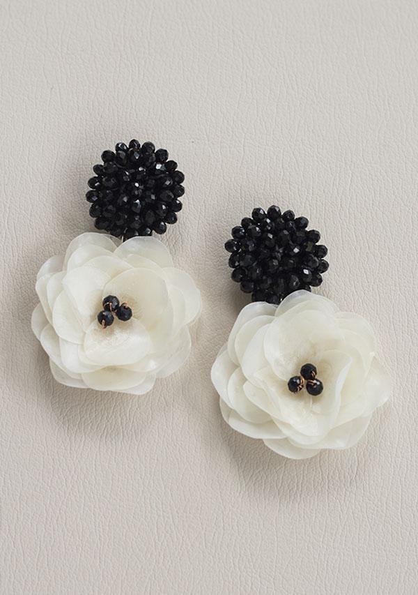 Handmade Black Queen Rose Earrings